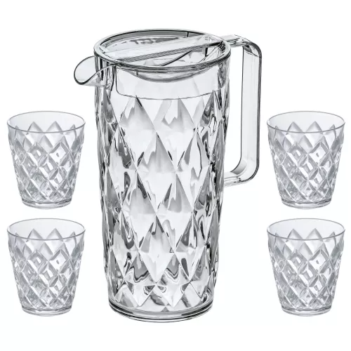 Koziol Koziol Kristallkaraffe 1,6 Liter mit 4 Tassen à 250 ml (4007535)