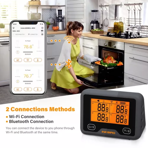 Inkbird BBQ Thermometer Inkbird IBBQ-4BW Thermometer mit LCD WiFi BT (IBBQ-4BW)