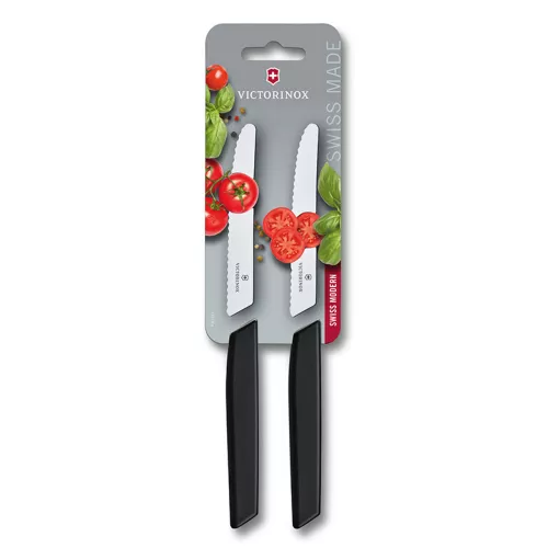 Victorinox Tomatenmesser, Tafelmesser, gezahnt, schwarz, 2-teilig