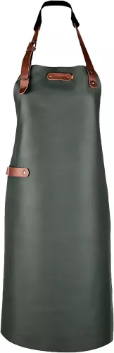 Rinderschürze mit Nackenband, mitteldunkelgrünes Leder