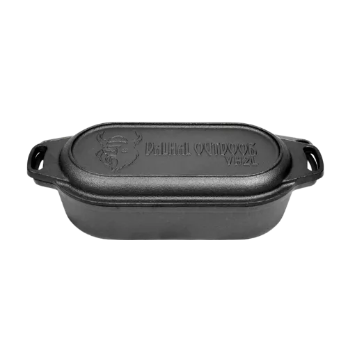 Valhal Outdoor Valhal Dutch Oven Schmortopf aus Gusseisen mit Grilldeckel, oval, 2 Liter (VH2L)