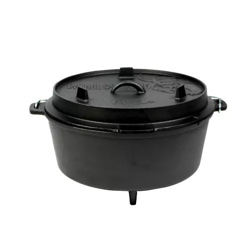 Valhal Outdoor Valhal Dutch Oven Gusseisen mit Beinen für den Außenbereich, 12 Liter (VH12L+)