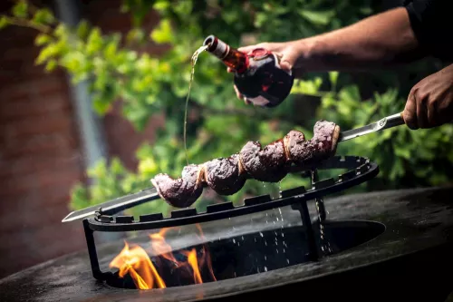 Forged Geschmiedeter Churrasco-Olivenspieß V-Form 60 cm (OLSkewV60)