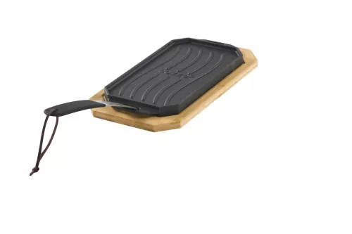 Cozze Cozze Pfanne aus Gusseisen, doppelseitig verwendbar, mit Bambus-Servierbrett 16,5 cm (90326)