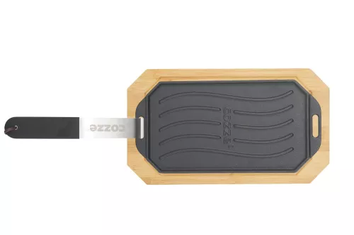Cozze Cozze Pfanne aus Gusseisen, doppelseitig verwendbar, mit Bambus-Servierbrett 16,5 cm (90326)