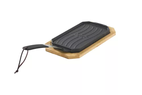 Cozze Cozze Pfanne aus Gusseisen, doppelseitig verwendbar, mit Bambus-Servierbrett 16,5 cm (90326)