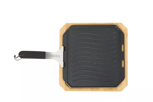 Cozze Pfanne aus Gusseisen, doppelseitig verwendbar, mit Bambus-Servierbrett 33 cm (90327)